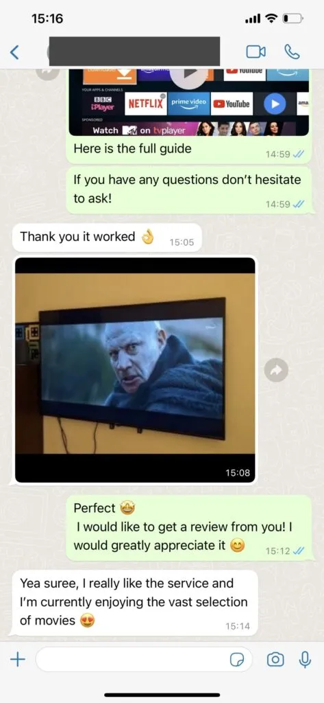IPTV Lux support conversation example 1
