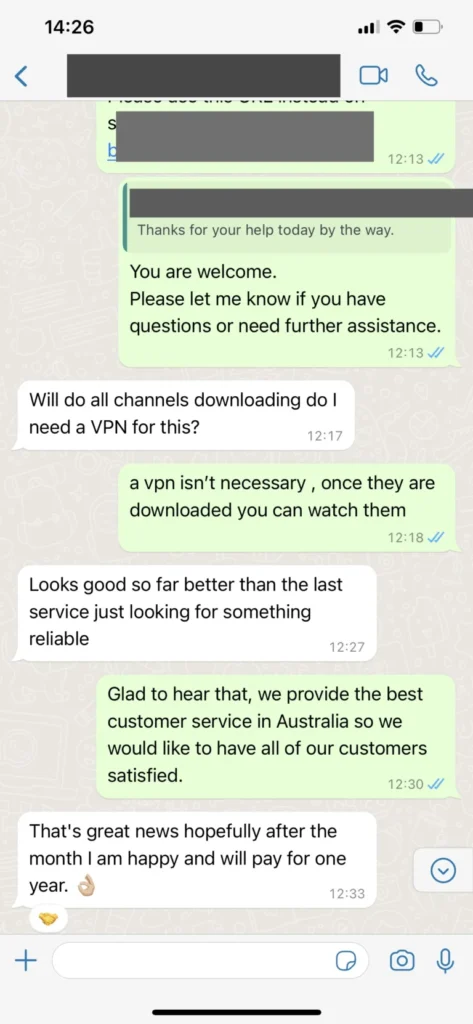 IPTV Lux support conversation example 3